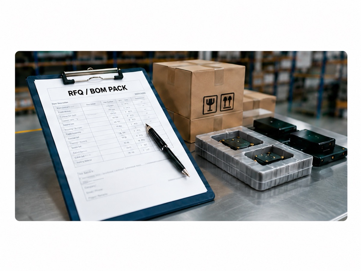 RFQ and BOM pack on factory table