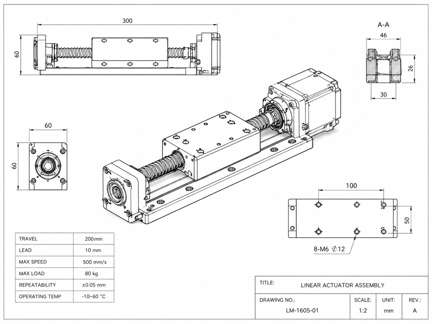 Flanged shaft hub engineering drawing with specifications