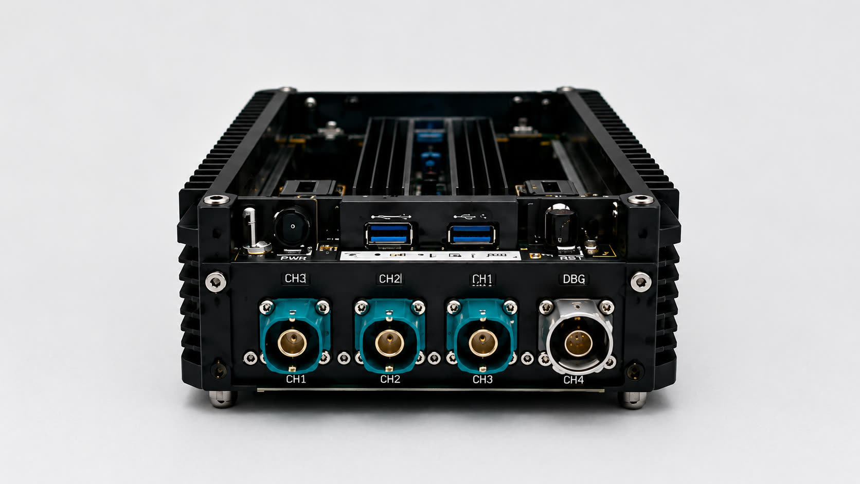 Front view of a GMSL compute module